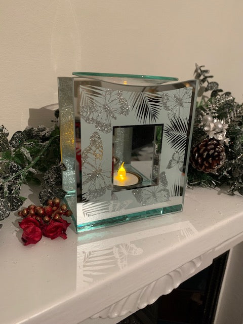 Glass Silver Butterfly Burner Gift Set