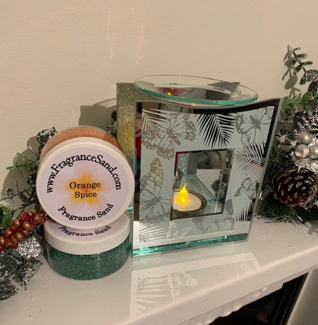 Glass Silver Butterfly Burner Gift Set
